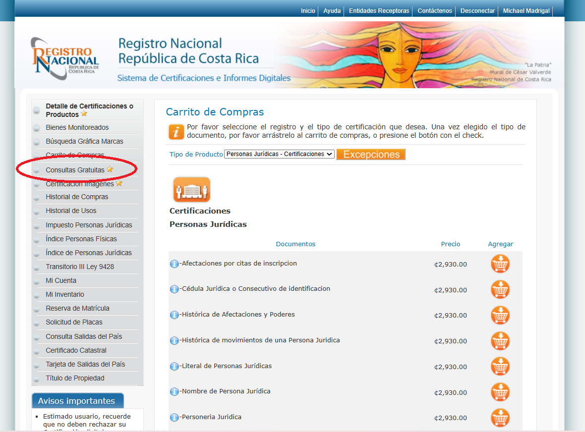 Free Queries section of the National Registry